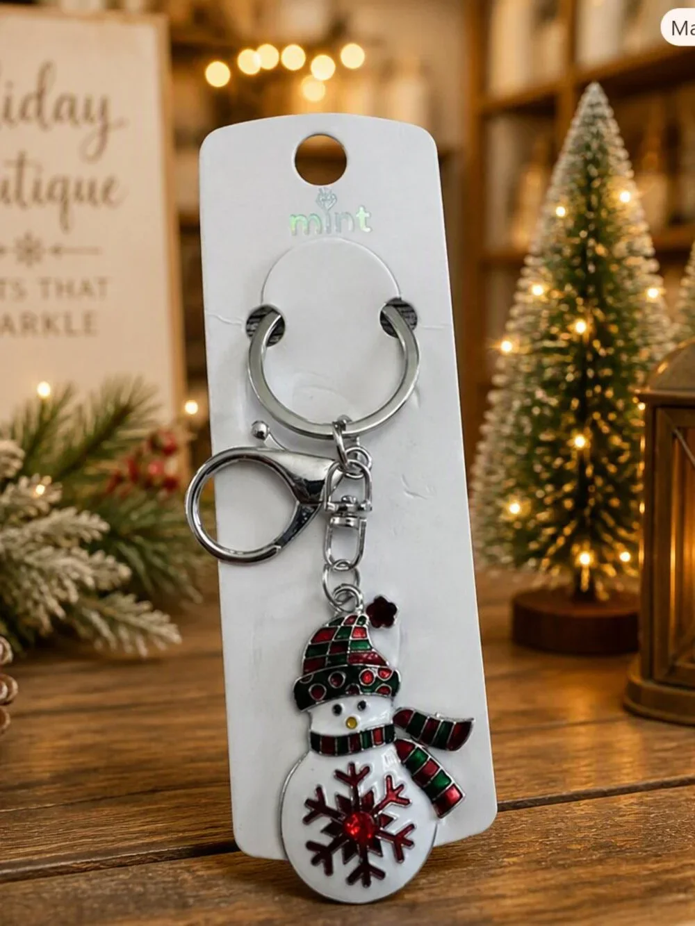 Mint Silver Snowman Bag Charm/Keychain NWT